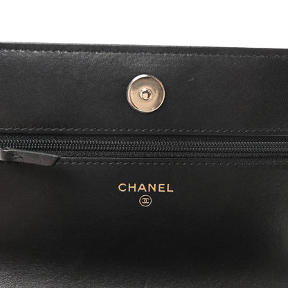 Chanel Lambskin Quilted Pearl Wallet On Chain WOC Black 6 of 12