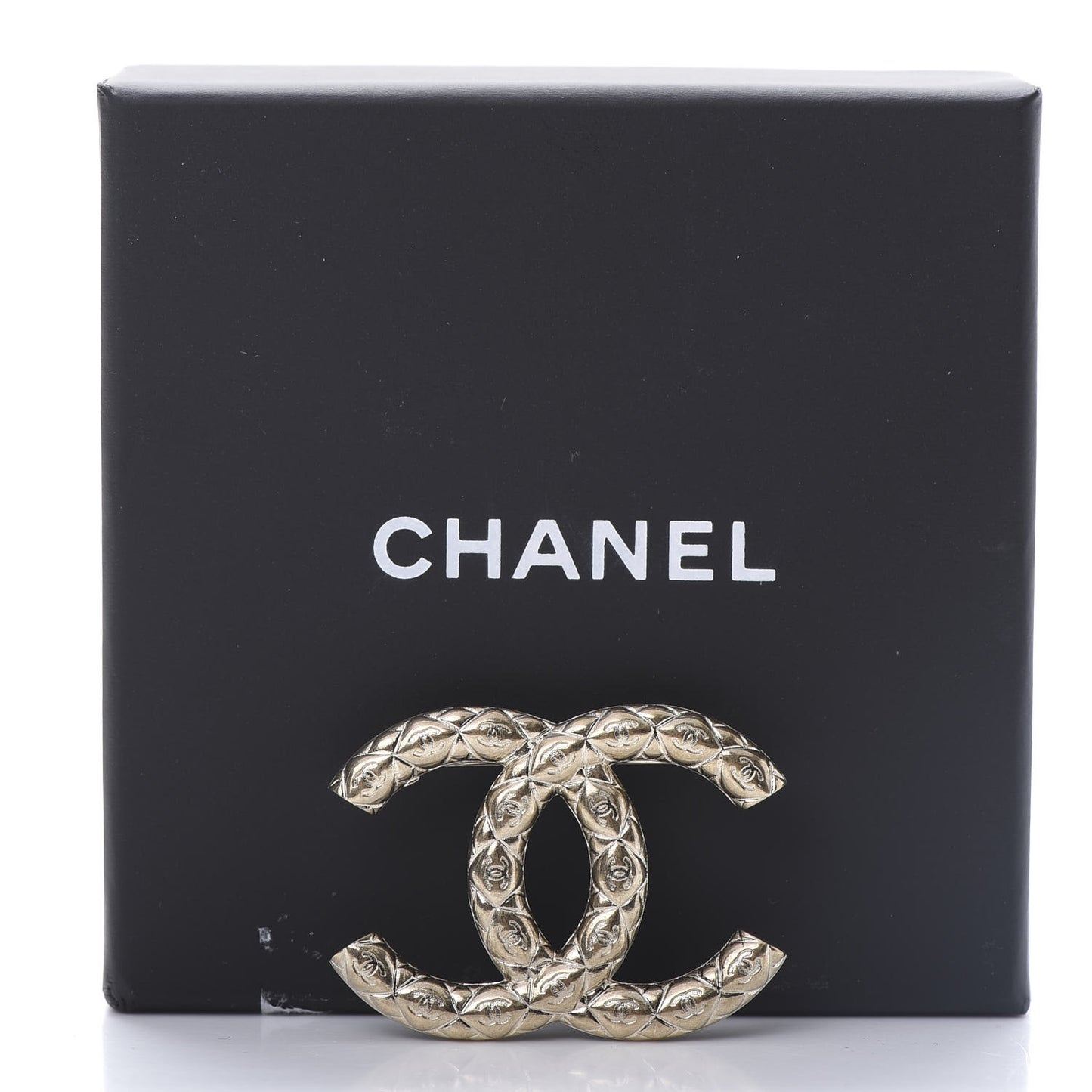 Metal CC Diamond Quilted Brooch Light Gold