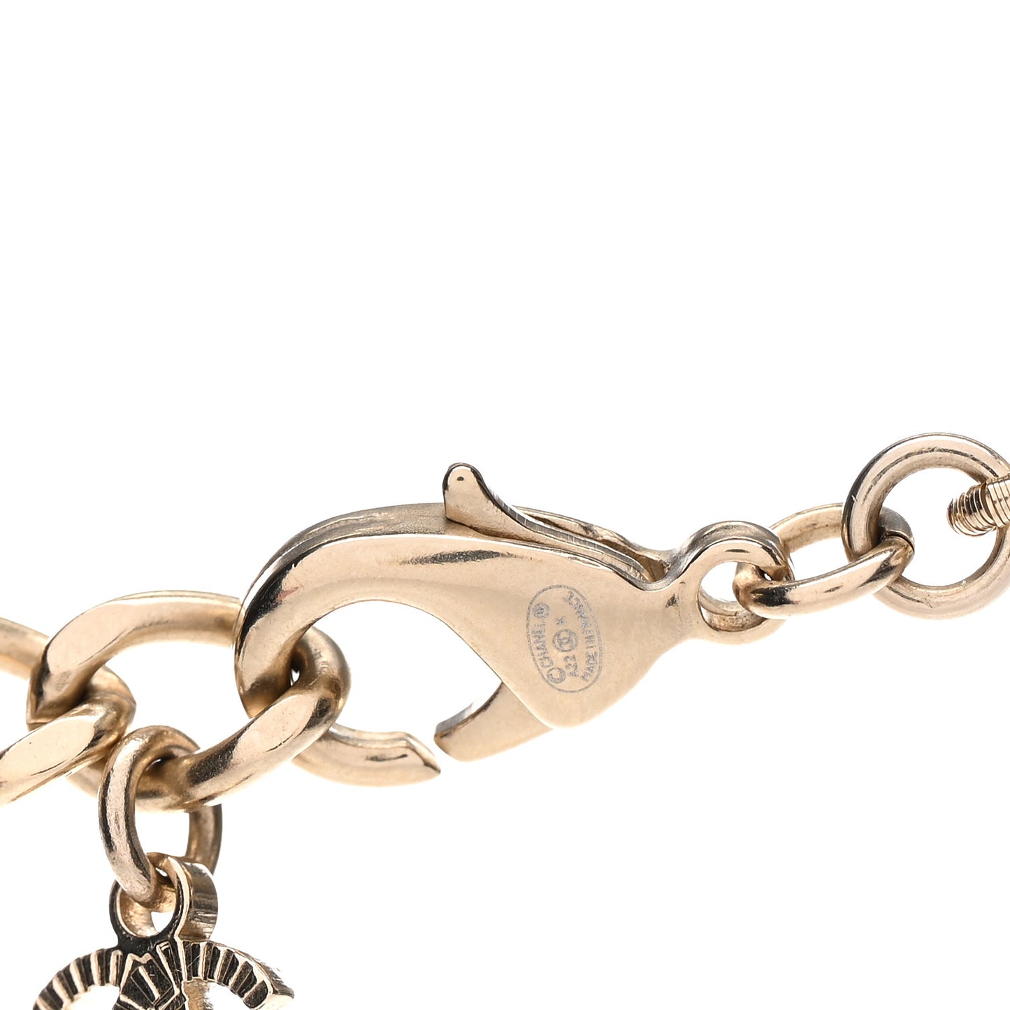 Pearl Crystal Baguette CC Short Necklace Gold