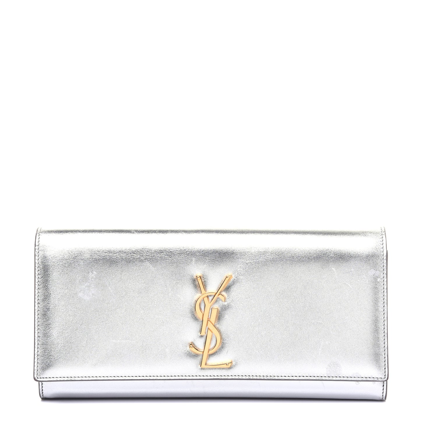 Metallic Calfskin Classic Monogram Cassandre Clutch Argento