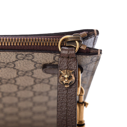 Gucci GG Supreme Monogram Web Animalier Bee Embroidered Medium Documents Holder Beige New Acero 7 of 8