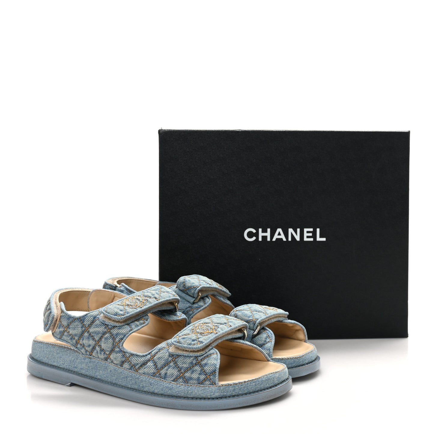 Denim Quilted Dad Sandals 40 Blue