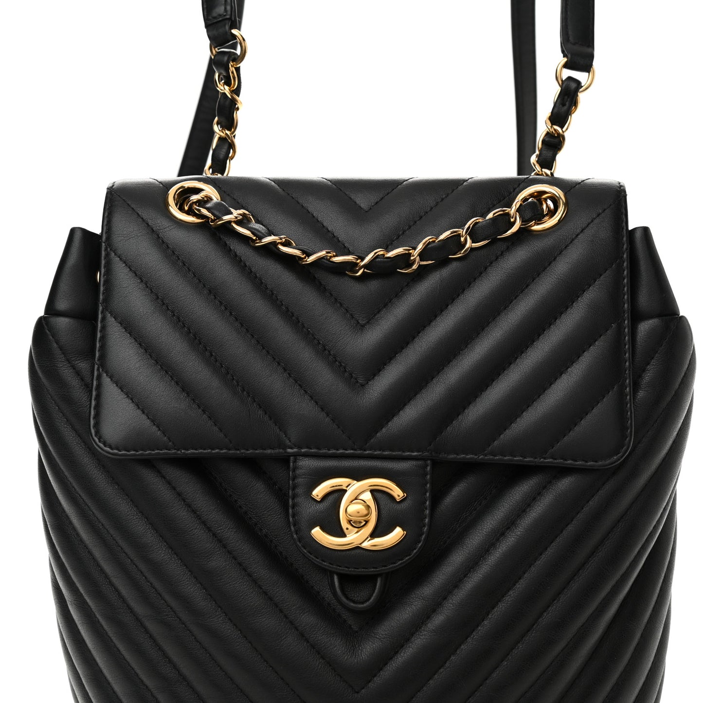 Calfskin Chevron Quilted Small Urban Spirit Backpack Black