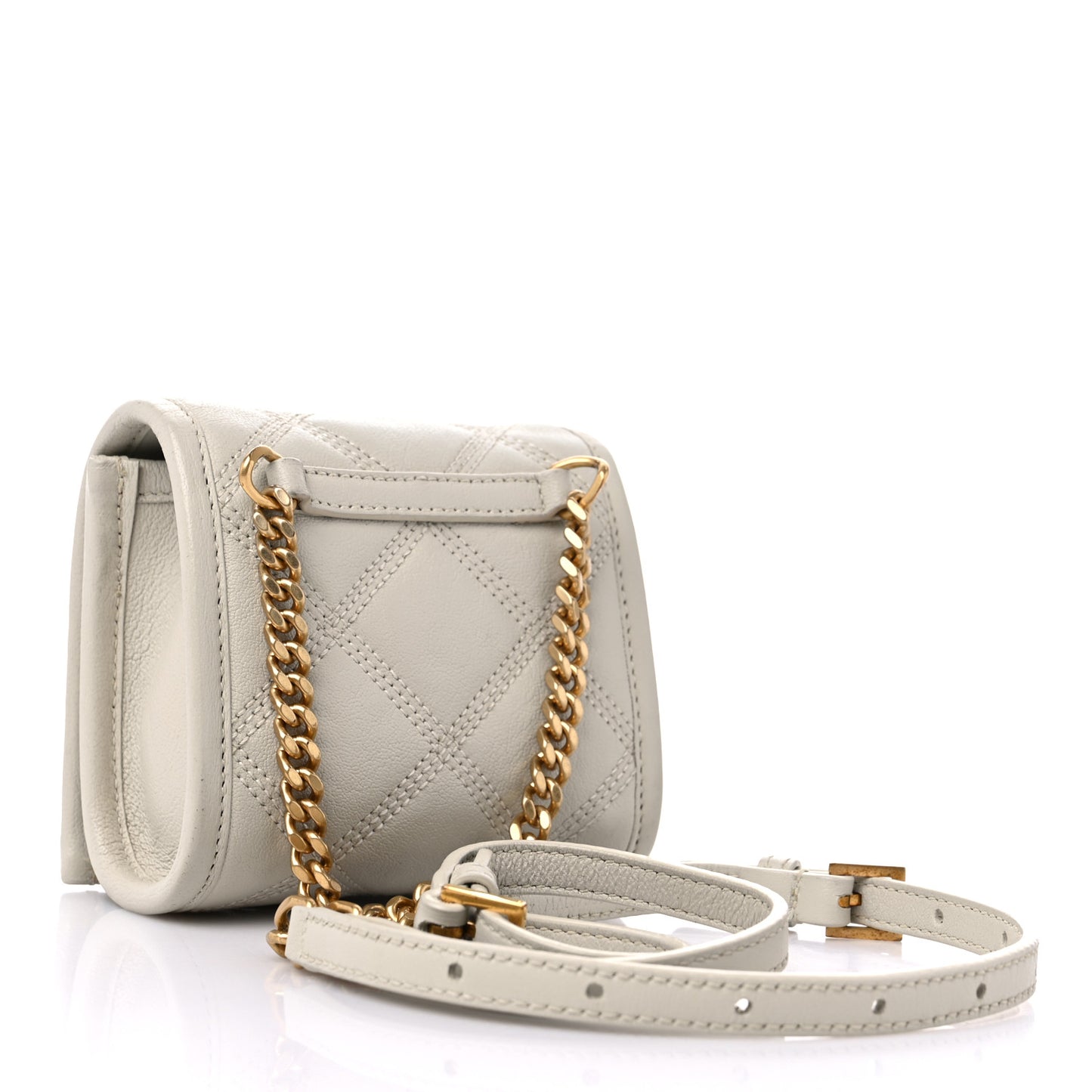 Lambskin Diamond Quilted Becky Belt Bag White