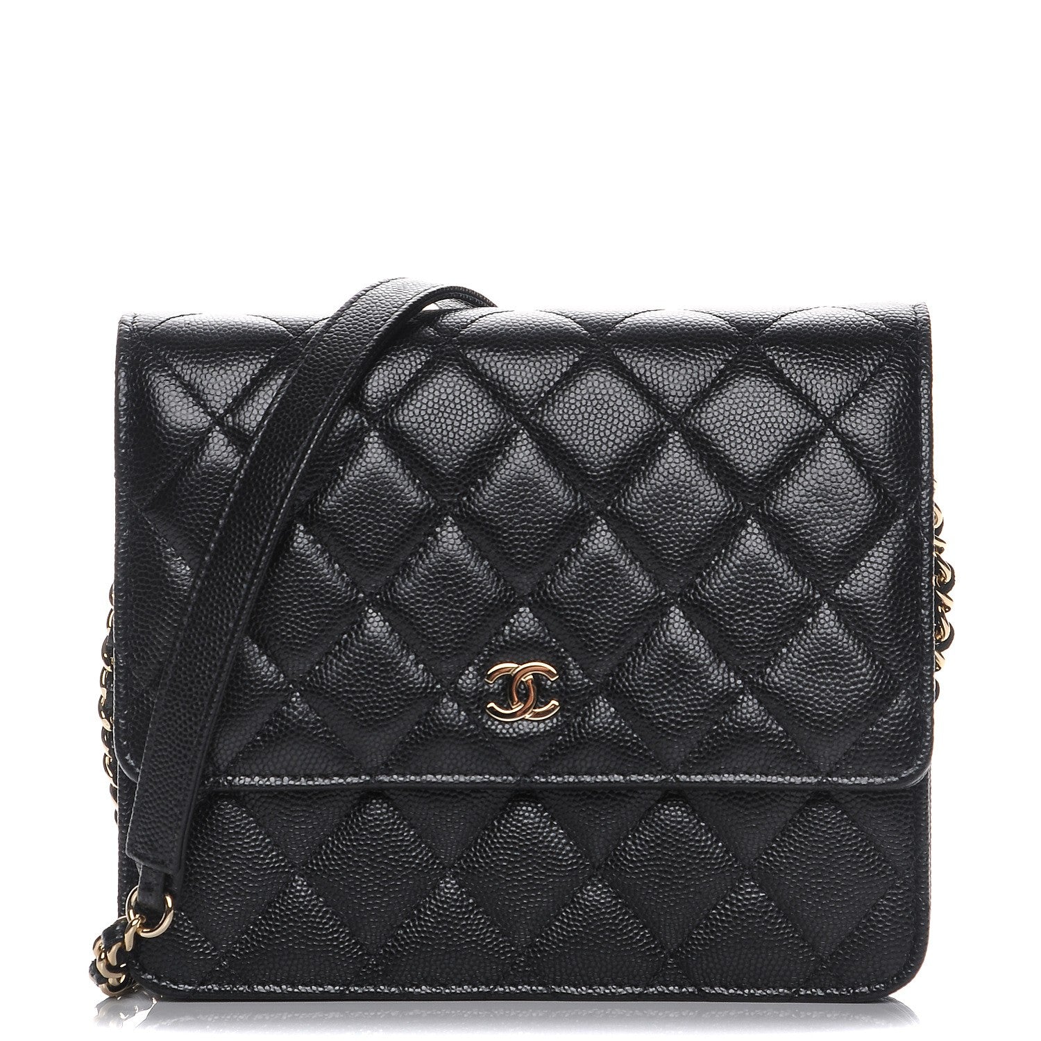 Chanel Caviar Quilted Square Wallet On Chain WOC Black 1 of 9