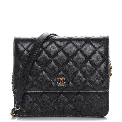 Chanel Caviar Quilted Square Wallet On Chain WOC Black 1 of 9