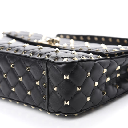 Valentino Garavani Lambskin Medium Rockstud Spike Shoulder Bag Black 7 of 9