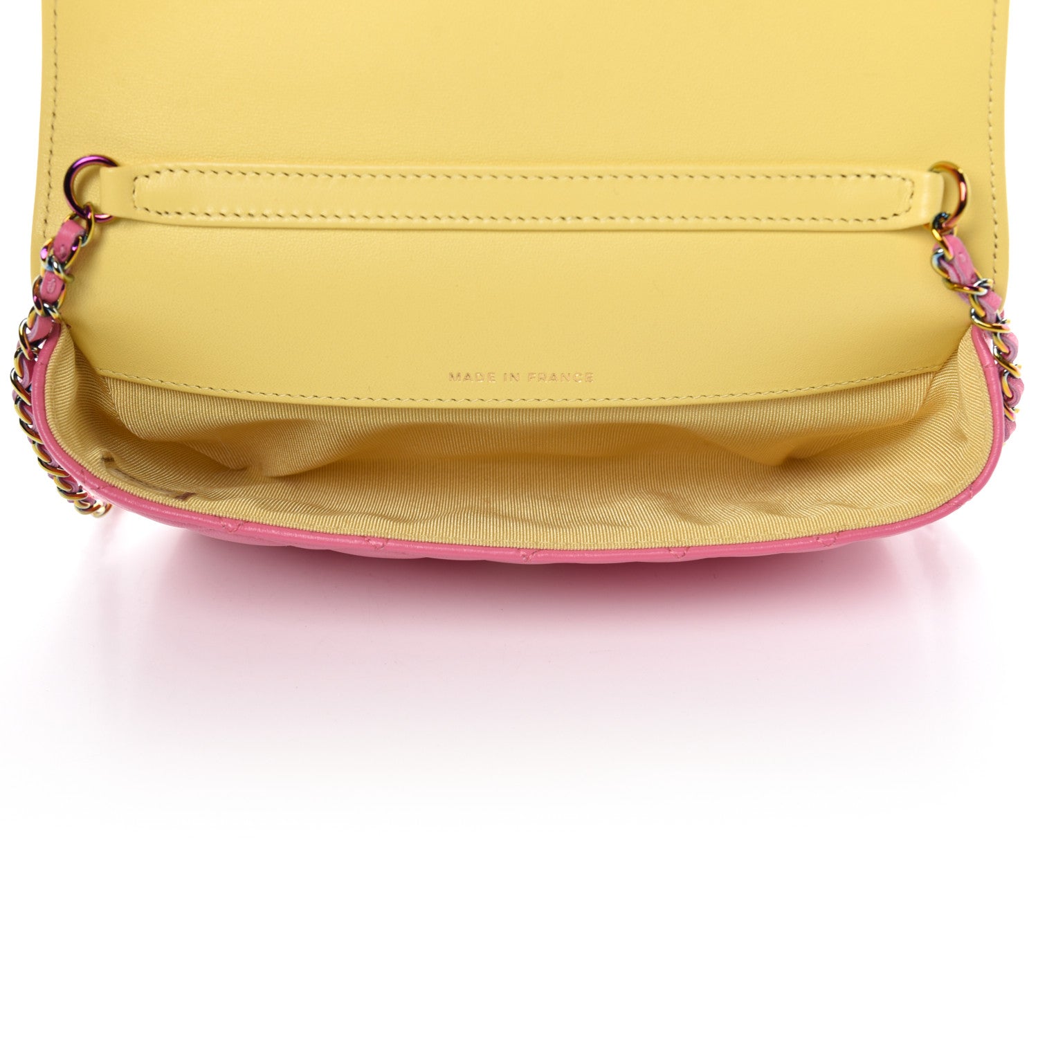 Chanel Lambskin Quilted Glasses Case With Chain Pink Yellow 5 of 11