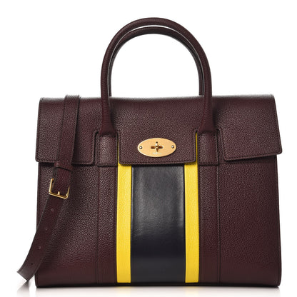 Mulberry Natural Grain Calfskin College Stripe New Bayswater Oxblood Lemon Midnight 1 of 8