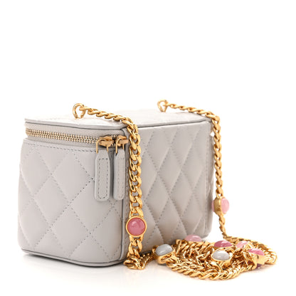 Chanel Lambskin Resin Quilted Vanity Case With Chain Grey 3 of 11