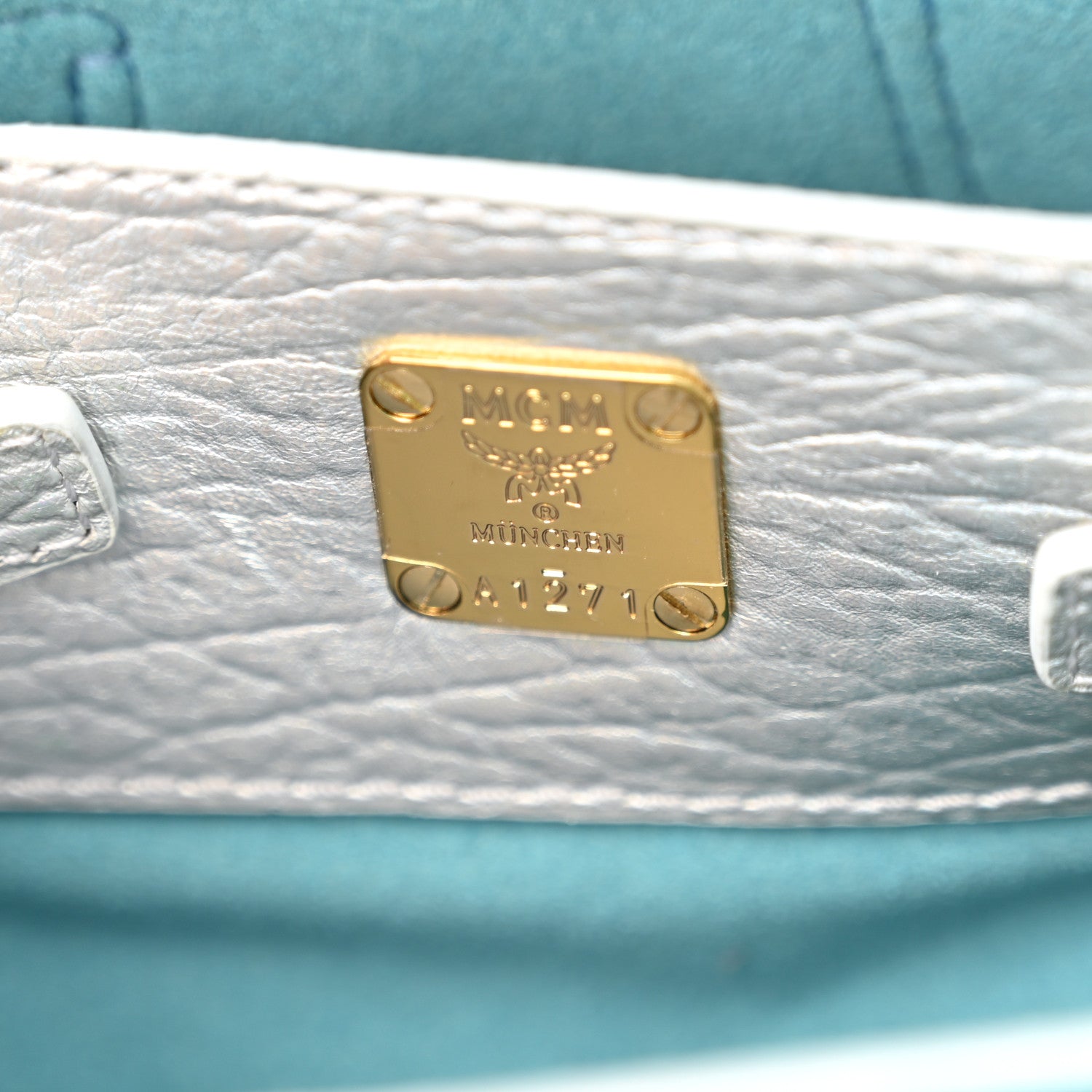 MCM Calfskin Pearls Studded Mini Milla Tote White Flake 6 of 12