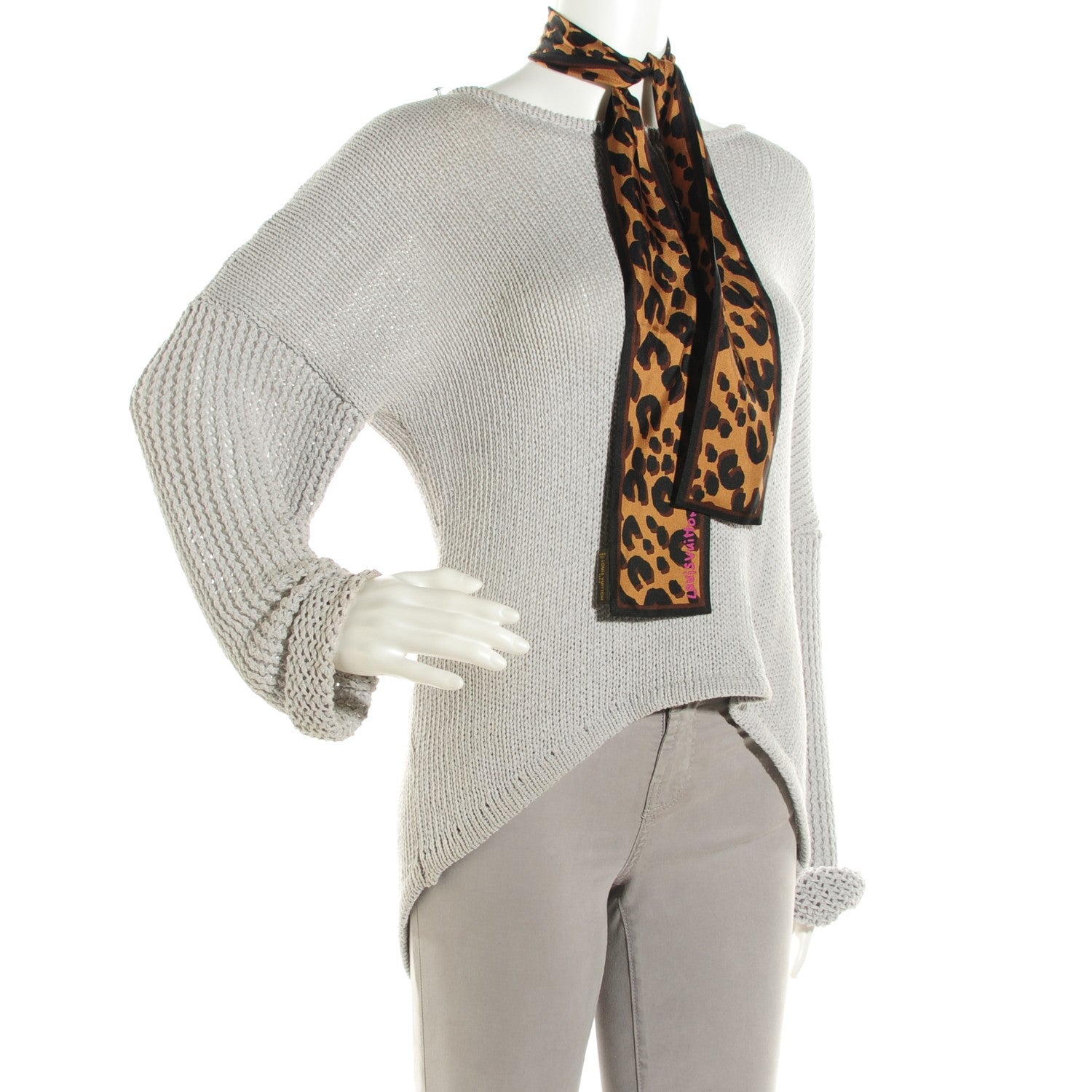 Louis Vuitton Silk Leopard Bandeau Scarf Marron 2 of 5