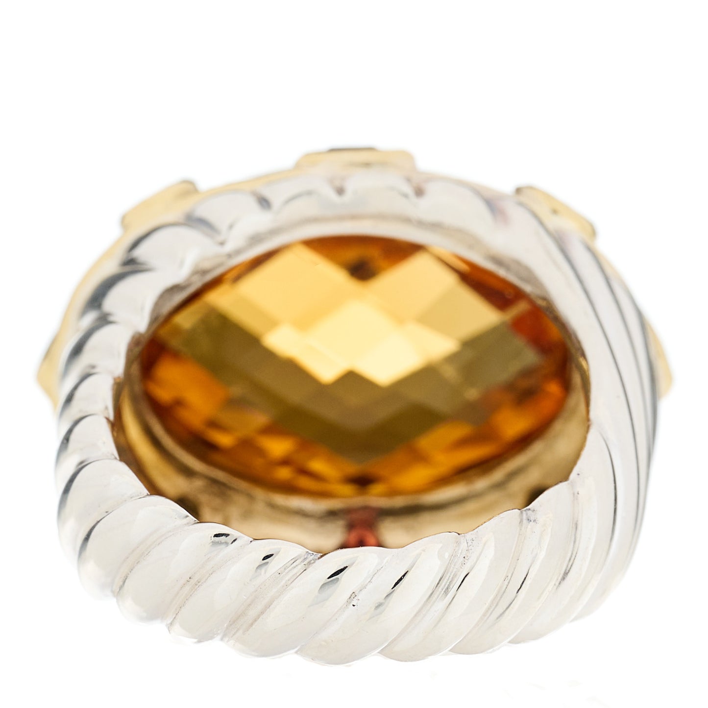 Sterling Silver 18K Yellow Gold Diamond Citrine Garnet Renaissance Ring 52 6