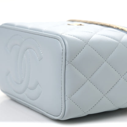Chanel Lambskin Quilted Small Top Handle Vanity Case With Chain Light Blue 10 of 10