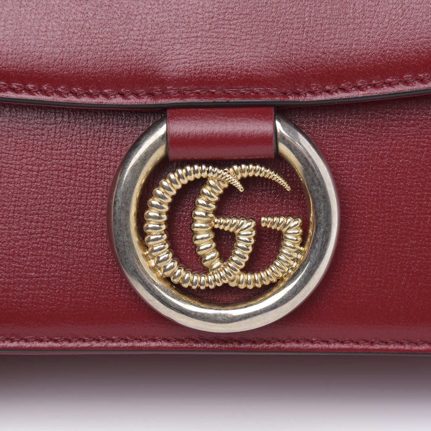 Textured Calfskin Small Torchon GG Ring Shoulder Bag New Cherry Red
