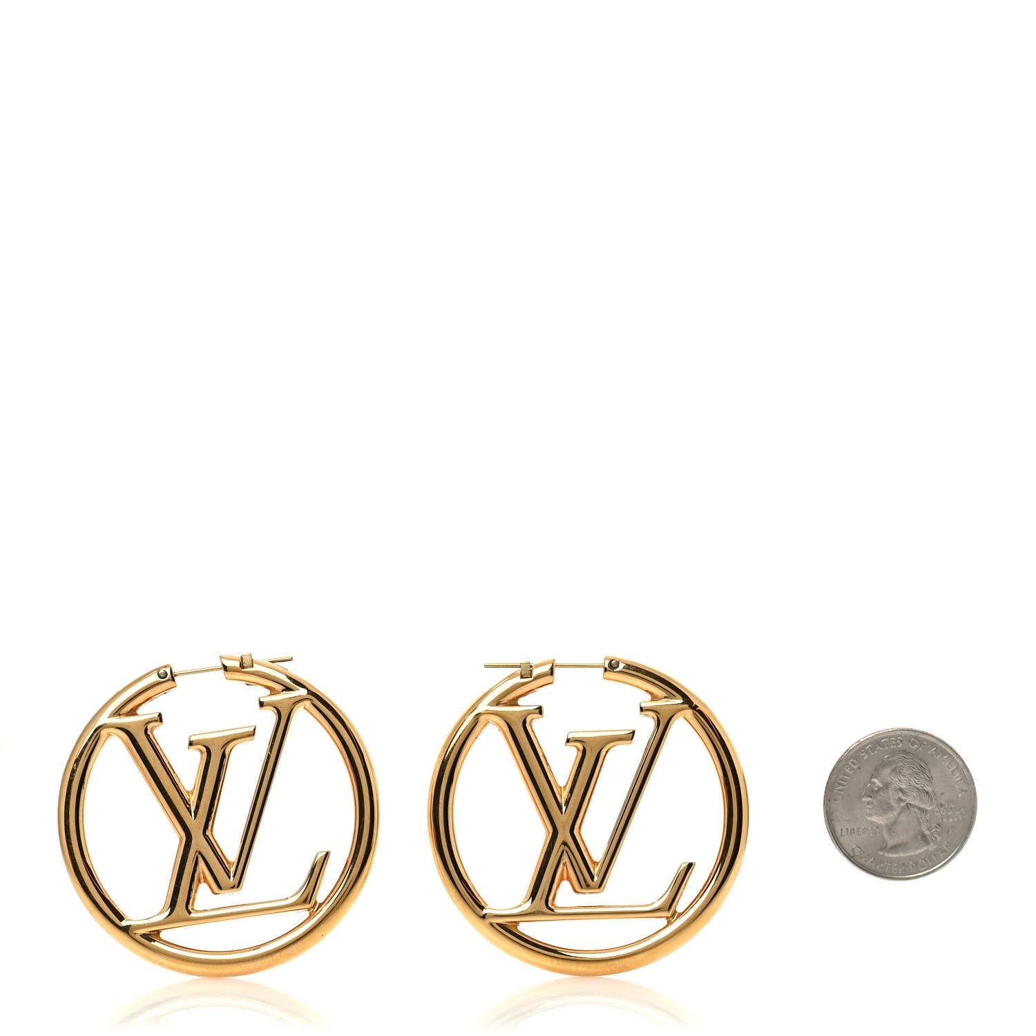 Louis Vuitton Metal Louise Hoop Earrings Gold 2 of 6