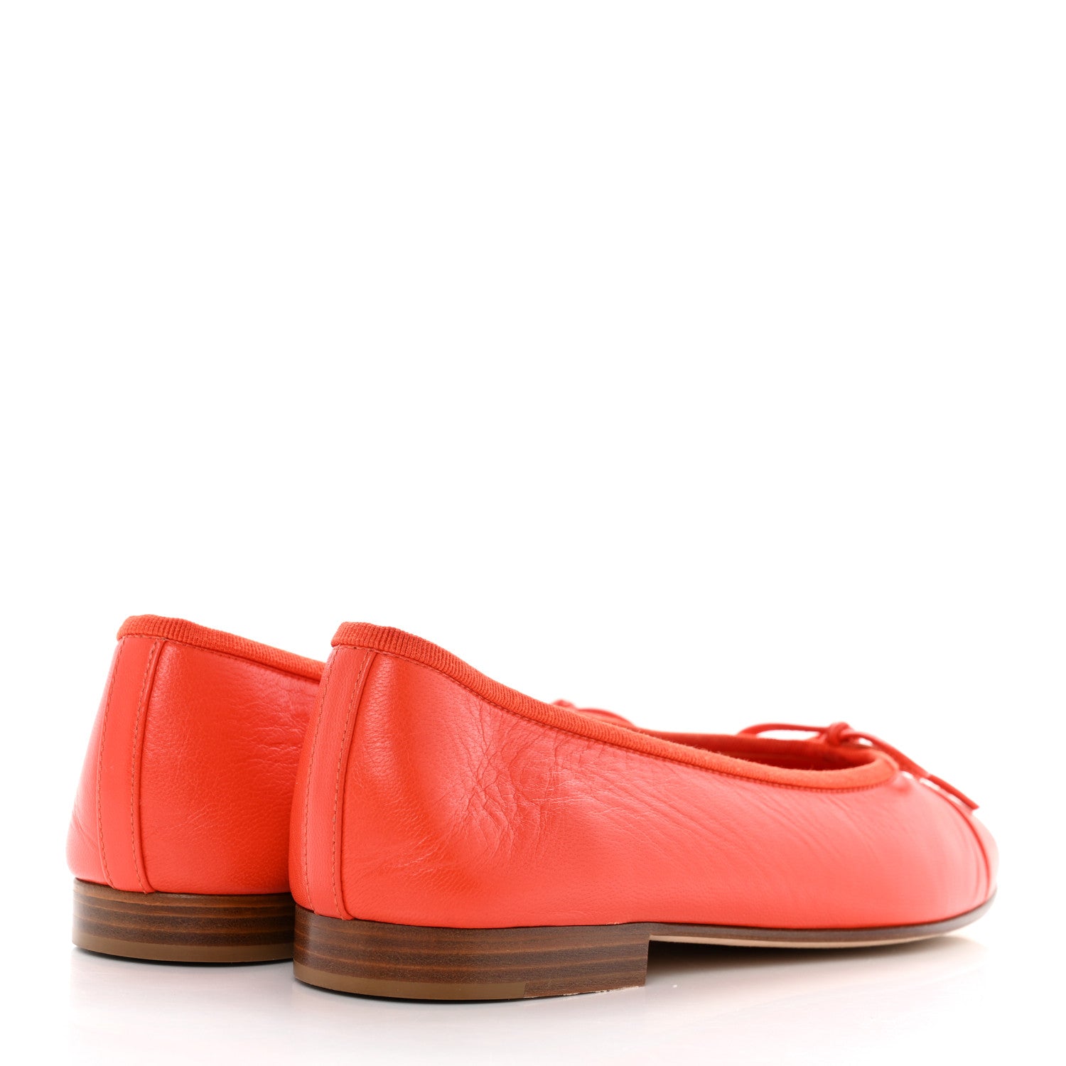 Chanel Goatskin Cap Toe CC Ballerina Flats 37 Orange 4 of 9