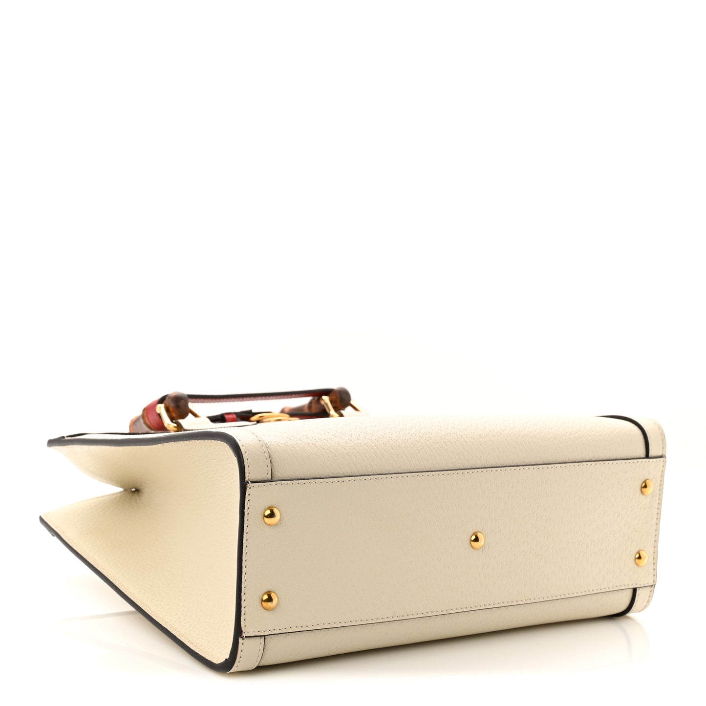 Textured Dollar Calfskin Web Small Diana Tote Bag Mystic White
