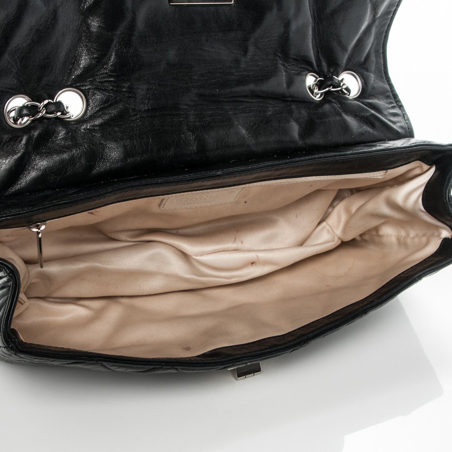 Lambskin East West Accordion Flap Black