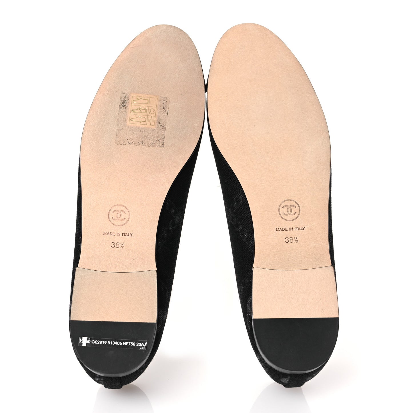 Denim Printed Cap Toe Ballerina Flats 38.5 Black White