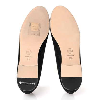 Chanel Denim Printed Cap Toe Ballerina Flats 38.5 Black White 7 of 11