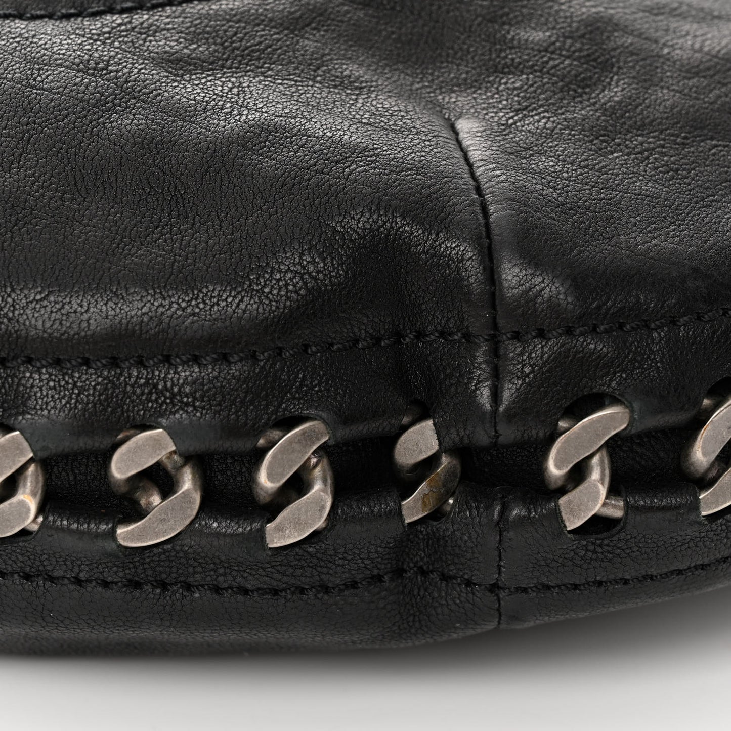 Calfskin Modern Chain Hobo Black