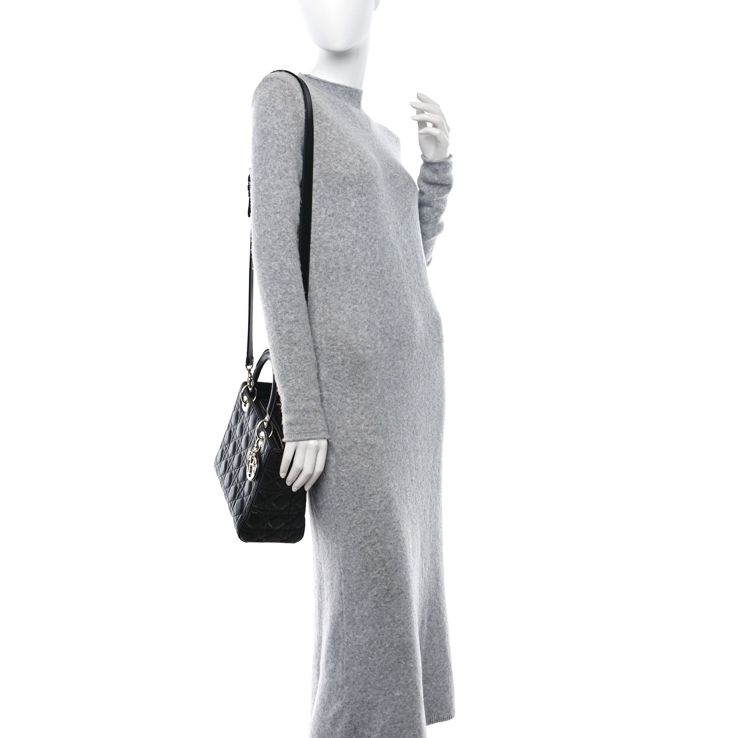 Christian Dior Lambskin Cannage Medium Lady Dior Black 2 of 8