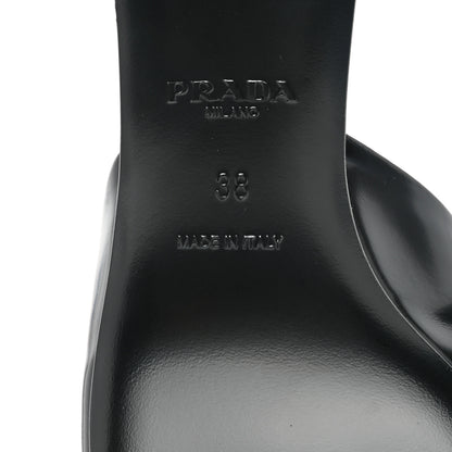 Prada Spazzolato Triangle Logo Pointed Toe 55mm Mules 38 Black 6 of 8