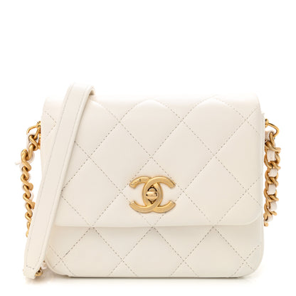 Chanel Lambskin Quilted Mini Side Note Flap White 1 of 12