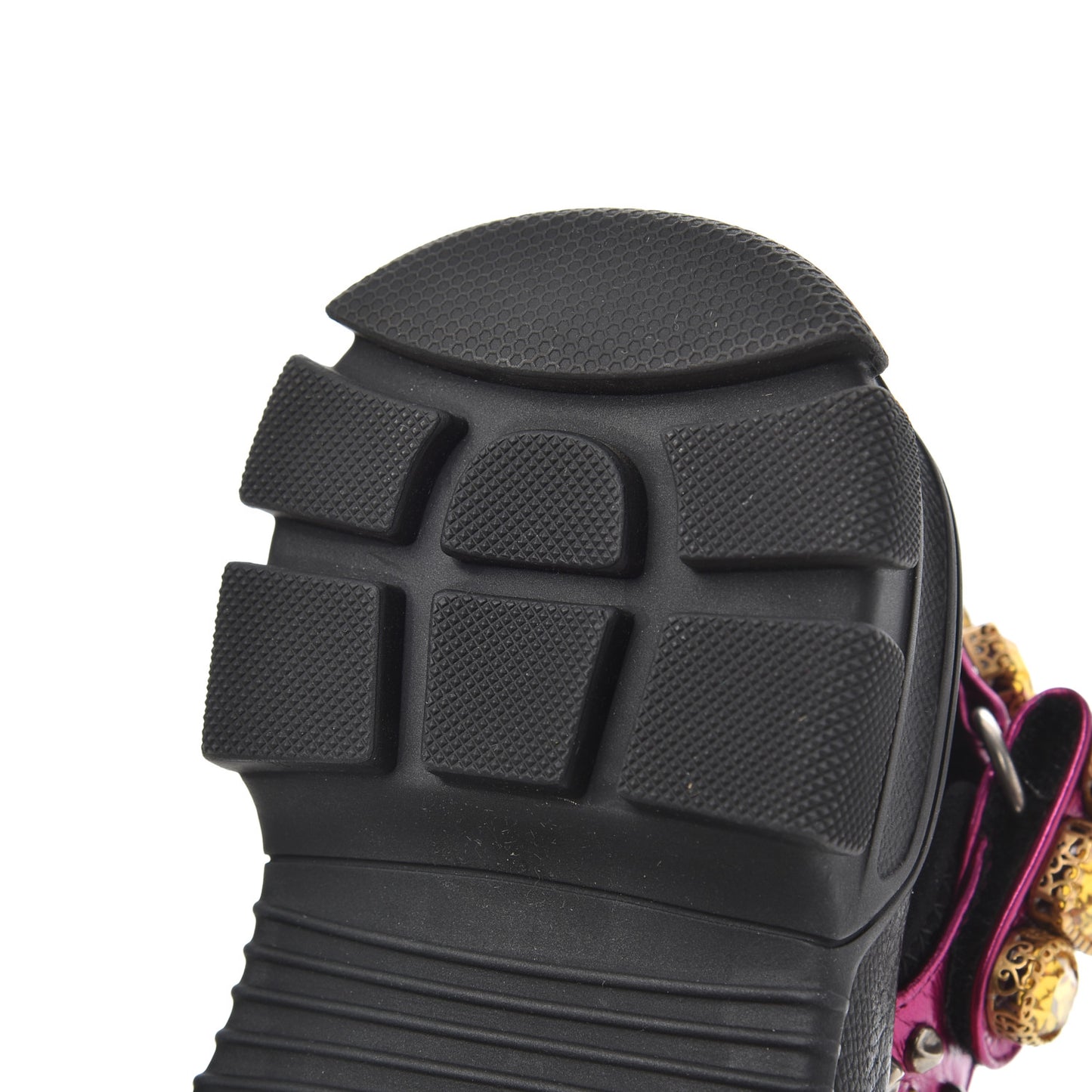Nappa Mesh Crystal Embellished Studded Womens Aguru Sandals 37 Pink Black