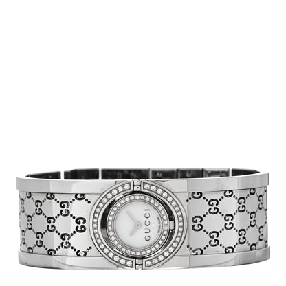 Gucci Stainless Steel Diamond Pave Bezel Mother of Pearl 23mm Twirl Quartz Watch 2 of 4