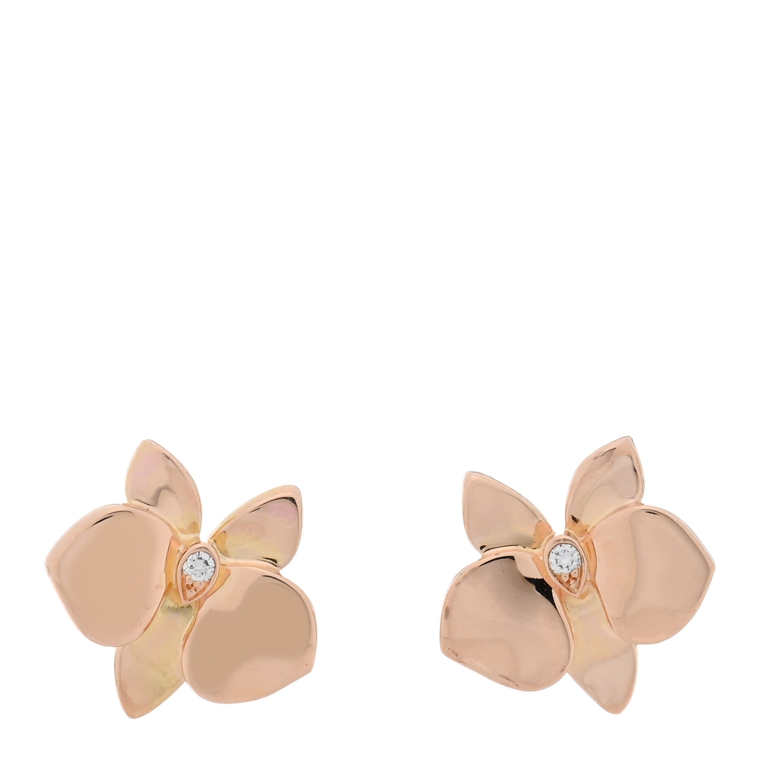 Cartier 18K Pink Gold Diamond Caresse D'Orchidees Par Cartier Earrings 1 of 5