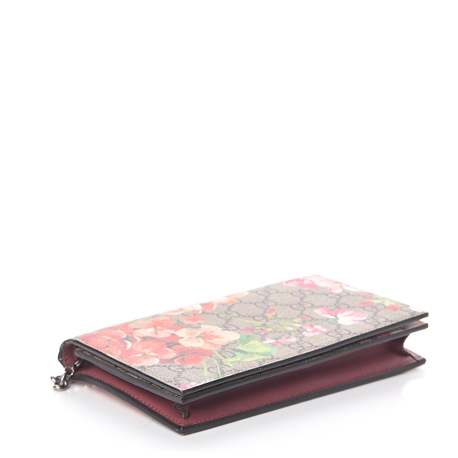 Gucci GG Supreme Monogram Blooms Chain Wallet Beige Multicolor Dry Rose 3 of 7