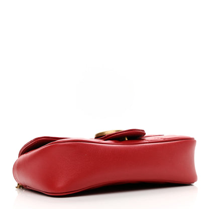 Gucci Calfskin Matelasse Super Mini GG Marmont Shoulder Bag Hibiscus Red 4 of 11