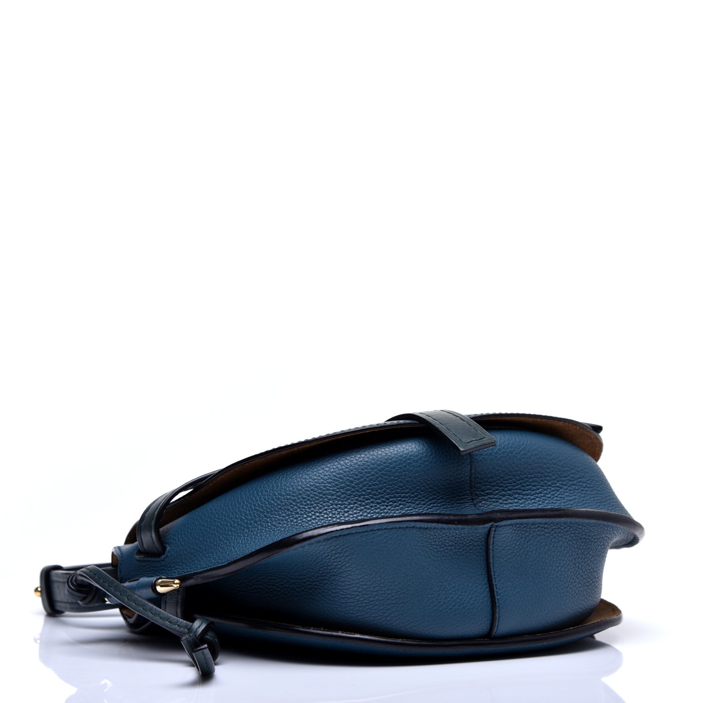 Grained Calfskin Mini Gate Crossbody Bag Petroleum Blue Cypress