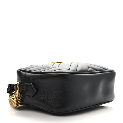 Gucci Calfskin Matelasse Mini GG Marmont Chain Shoulder Bag Black 4 of 9