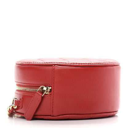 Chanel Lambskin Quilted Round Clutch With Chain Red 4 of 9