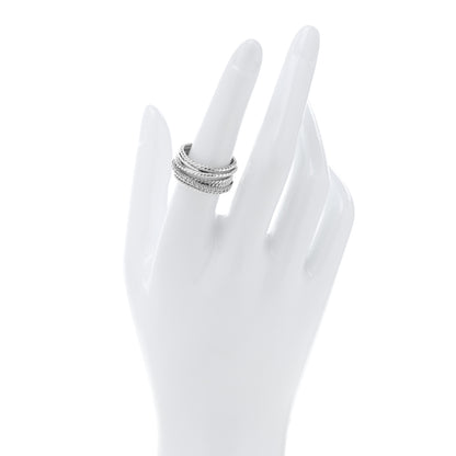 David Yurman Sterling Silver Diamond 11mm Wide Crossover Cable Ring 54 7 2 of 4