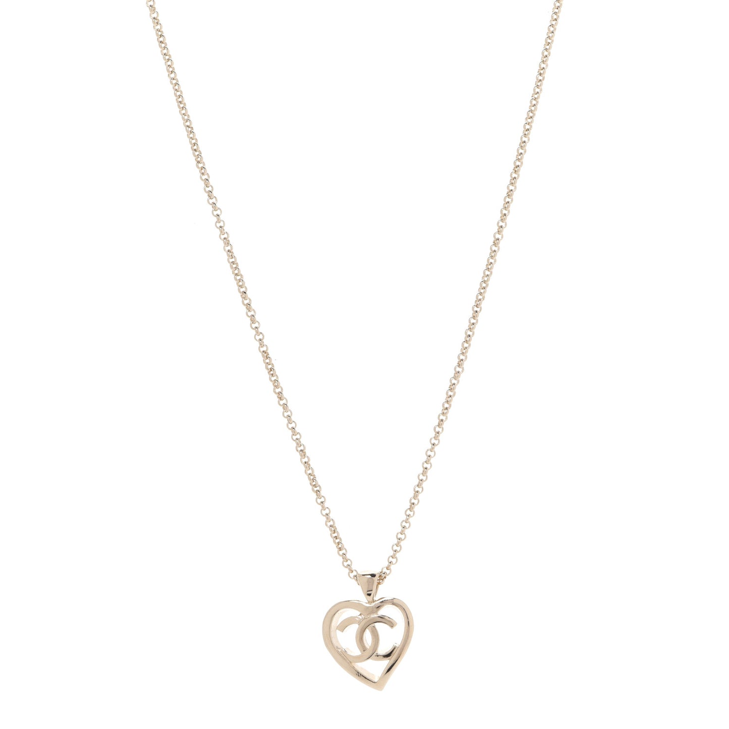 CC Heart Chain Pendant Necklace Gold