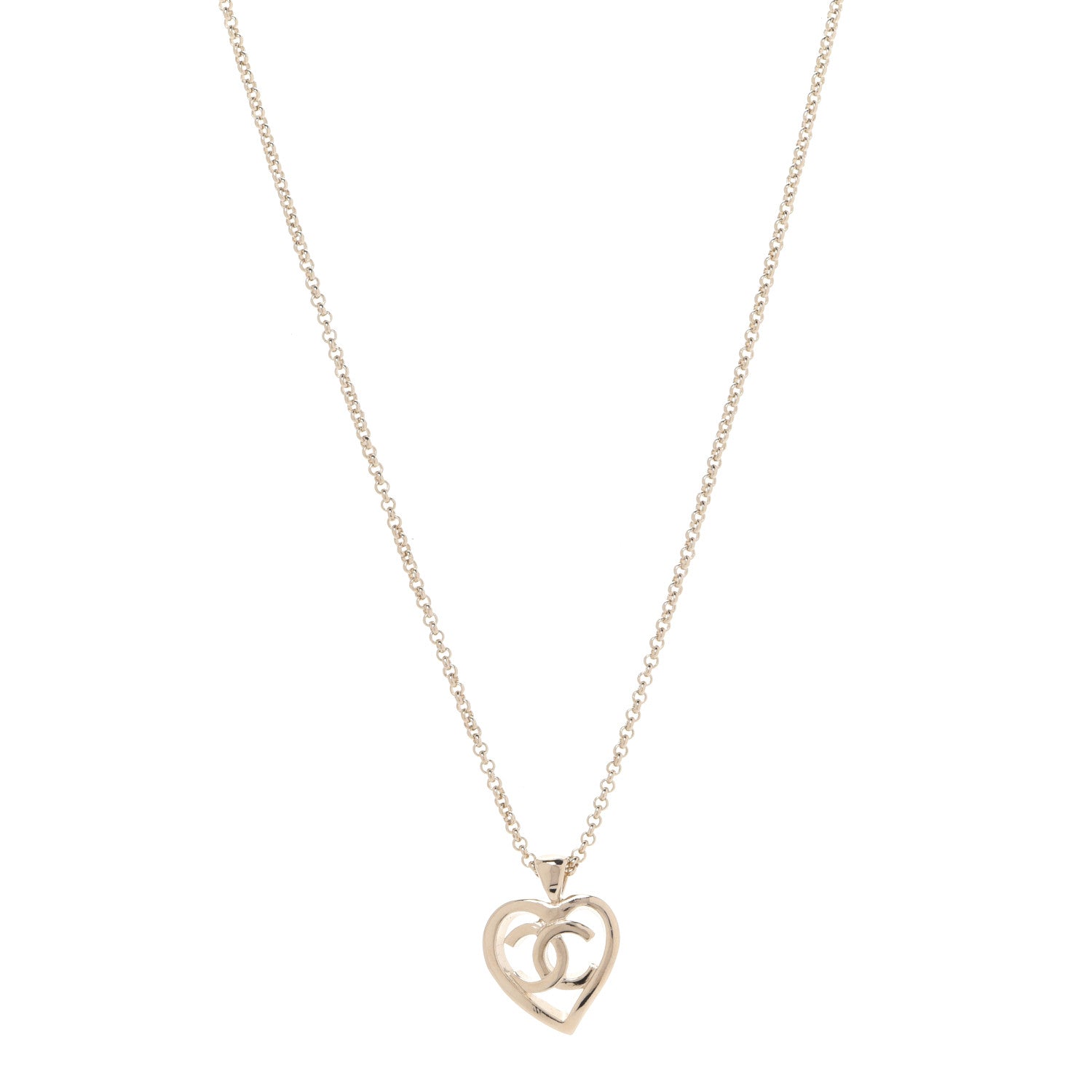 Chanel CC Heart Chain Pendant Necklace Gold 1 of 6