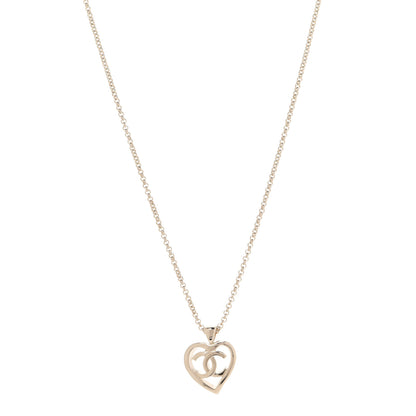 Chanel CC Heart Chain Pendant Necklace Gold 1 of 6