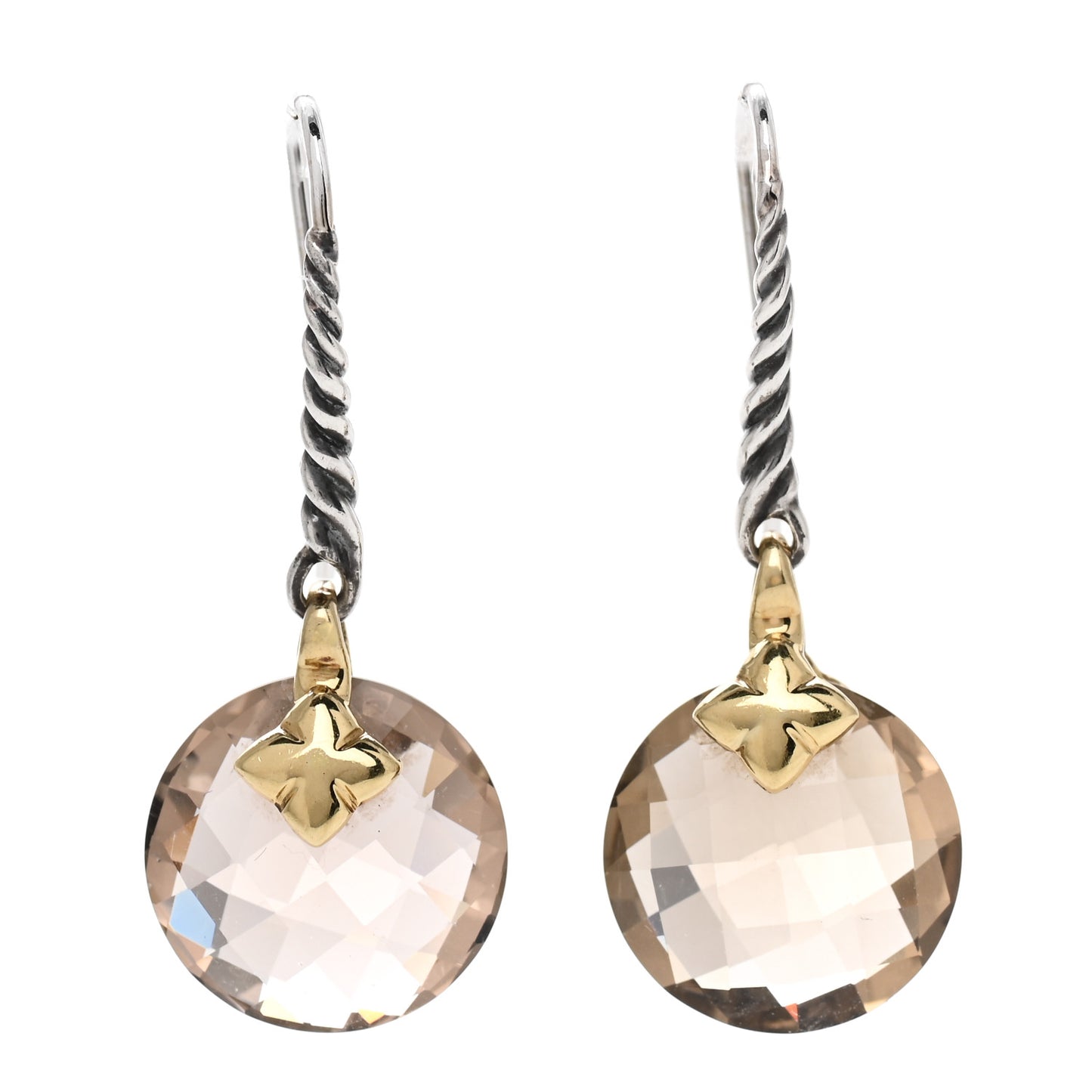 Sterling Silver 18K Yellow Gold Smoky Quartz Capri Drop Earrings