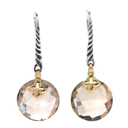 David Yurman Sterling Silver 18K Yellow Gold Smoky Quartz Capri Drop Earrings 1 of 4