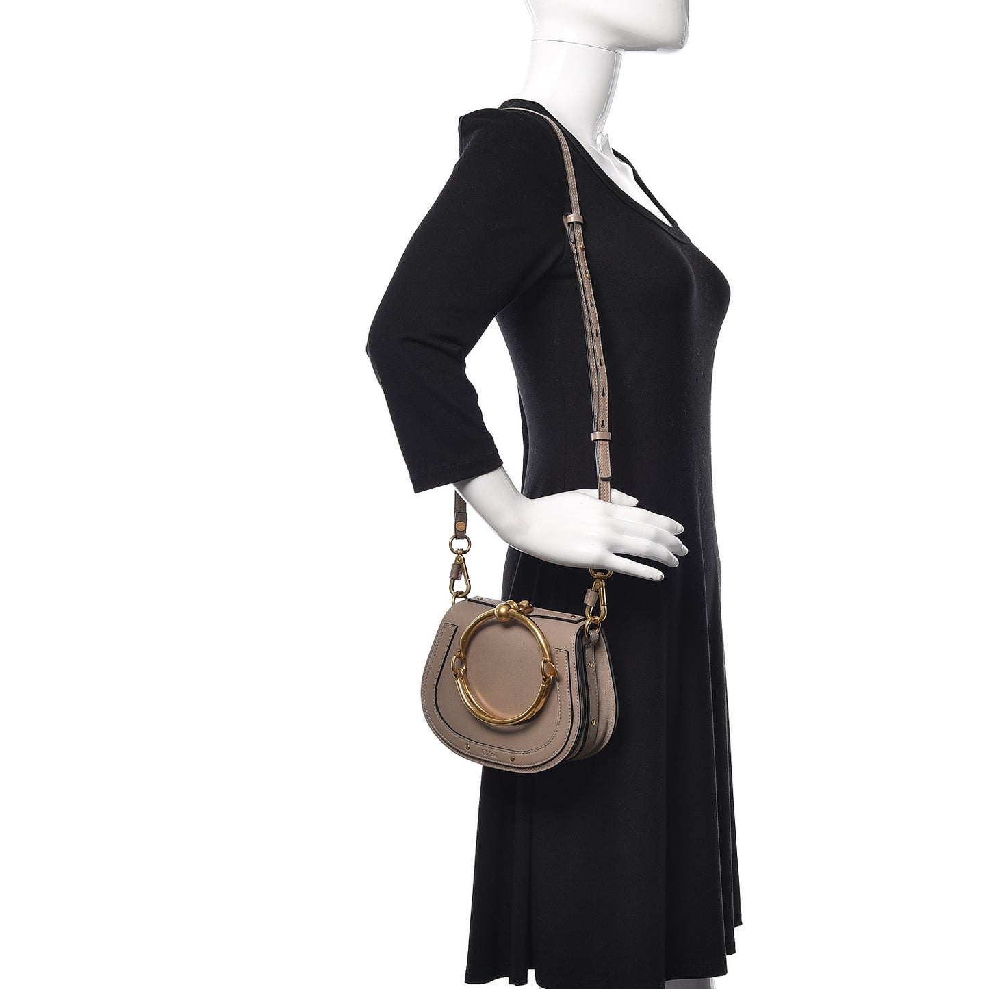 Calfskin Suede Small Nile Bracelet Bag Motty Grey
