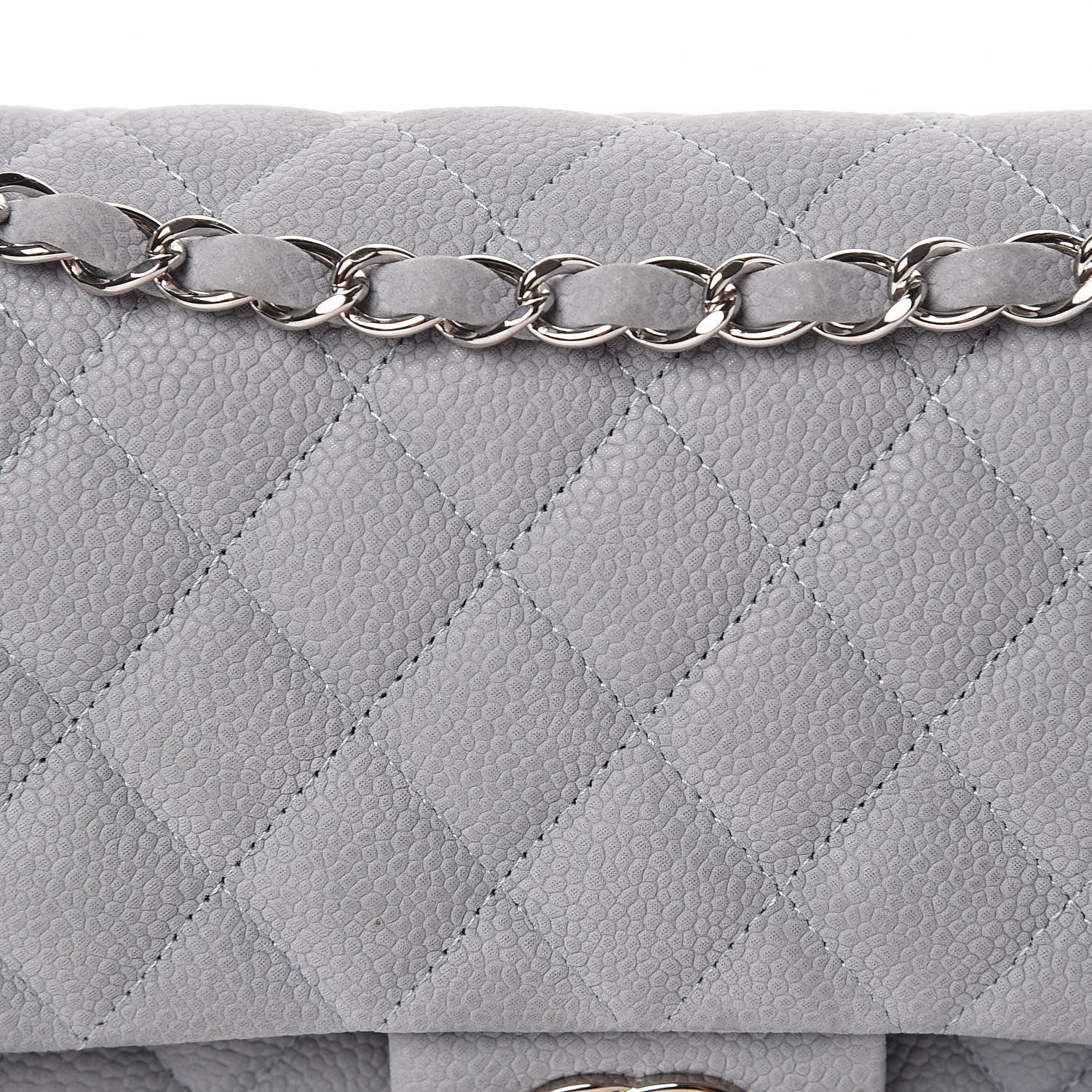 Chanel Iridescent Caviar Quilted Medium Double Flap Light Grey 9 of 14