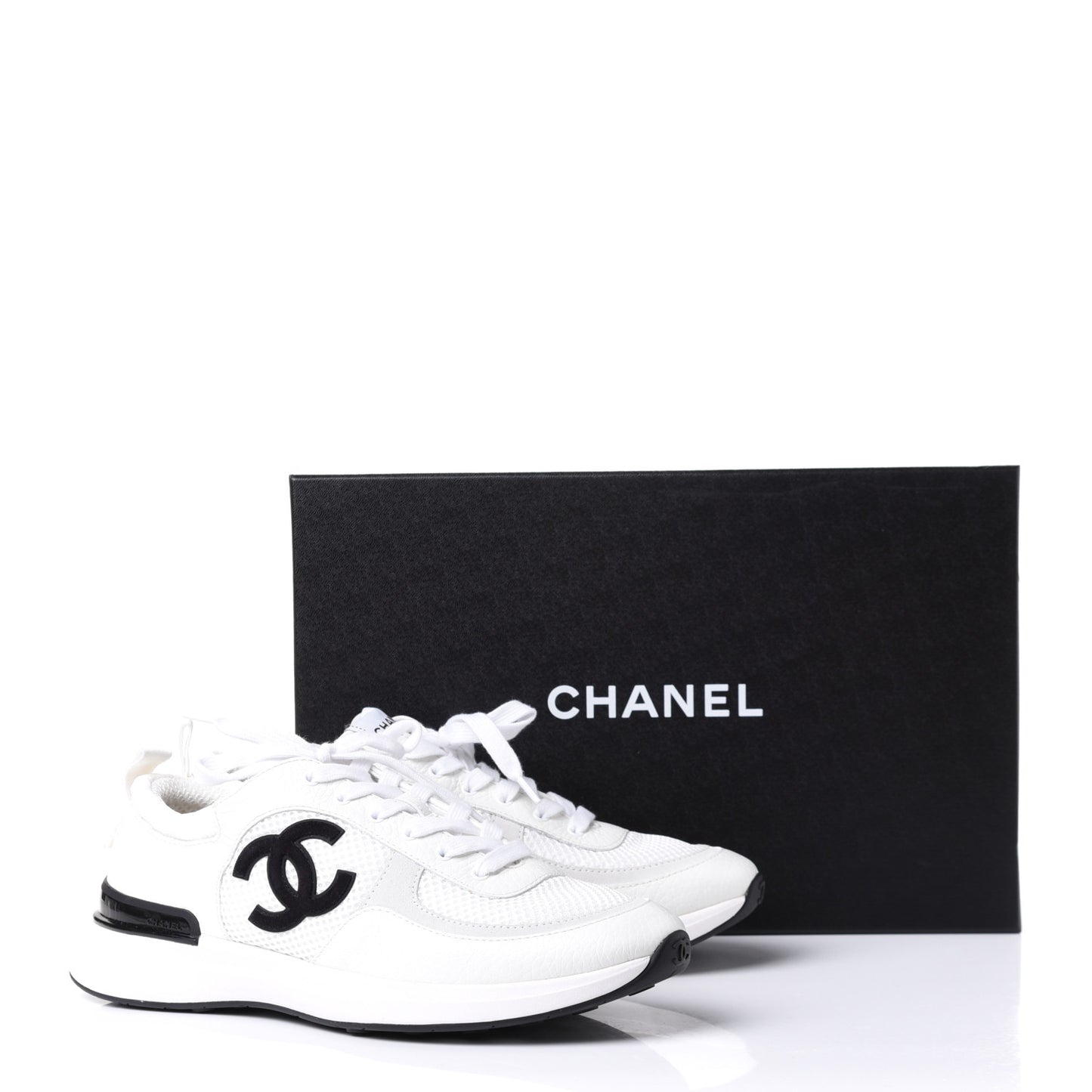 Calfskin Mesh Lycra Suede Womens Logo Sneakers 37.5 White