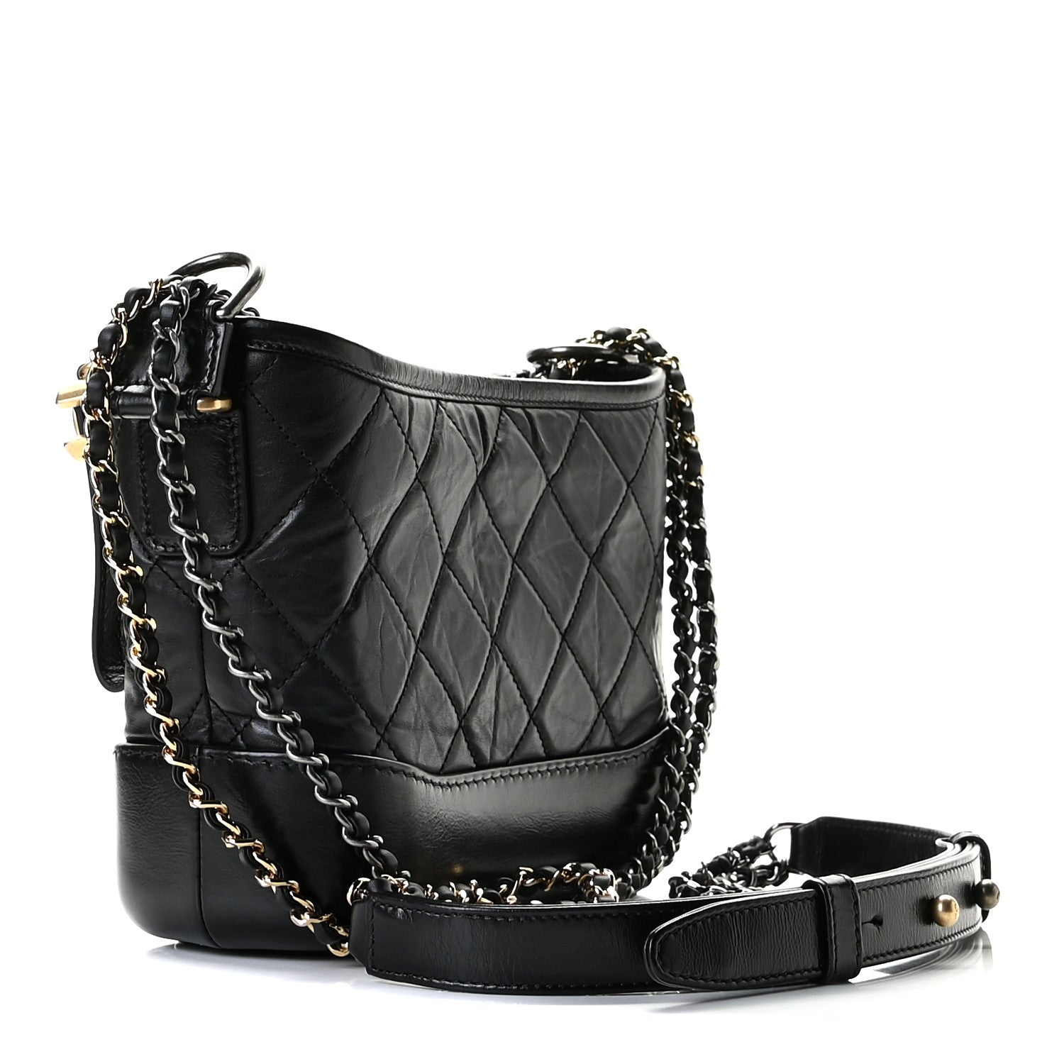 Chanel Aged Calfskin Quilted Small Gabrielle Hobo Black 3 of 10