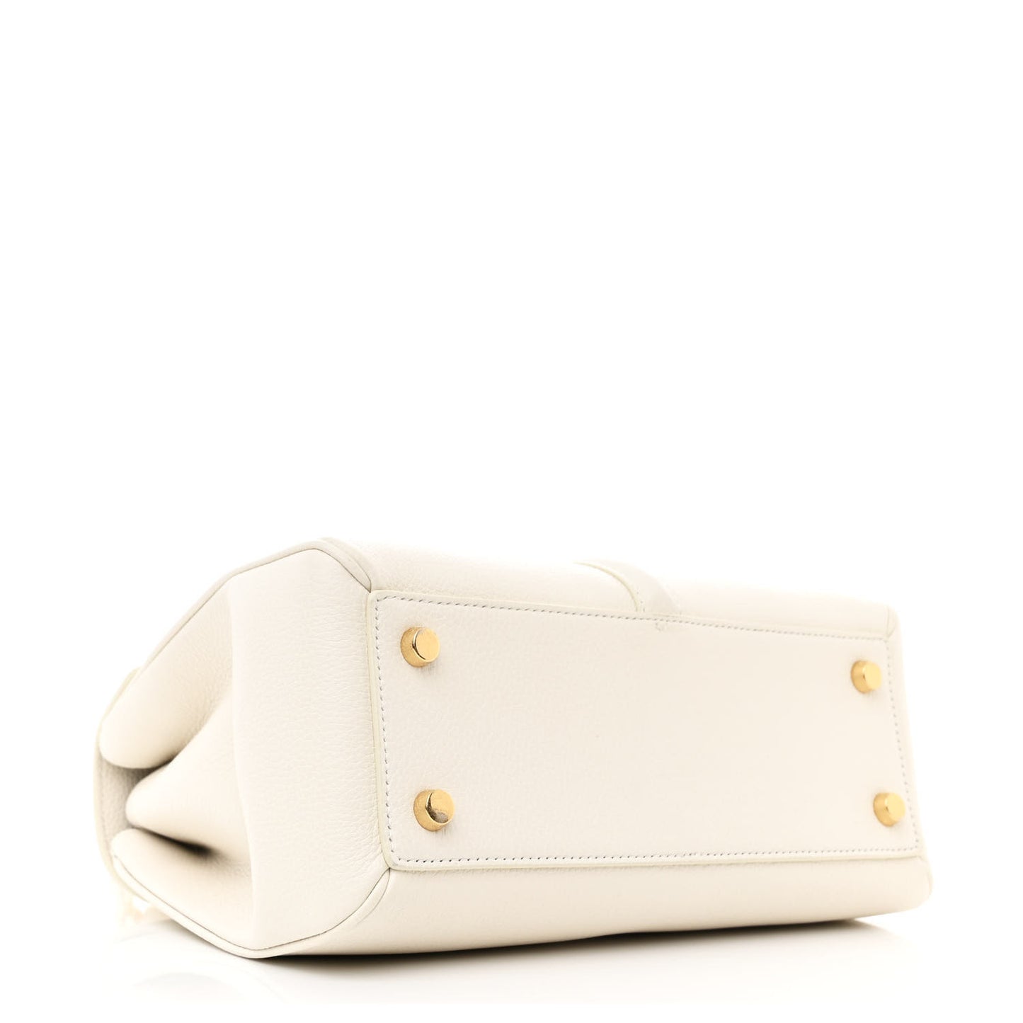 Grained Calfskin Small 16 Top Handle Bag White