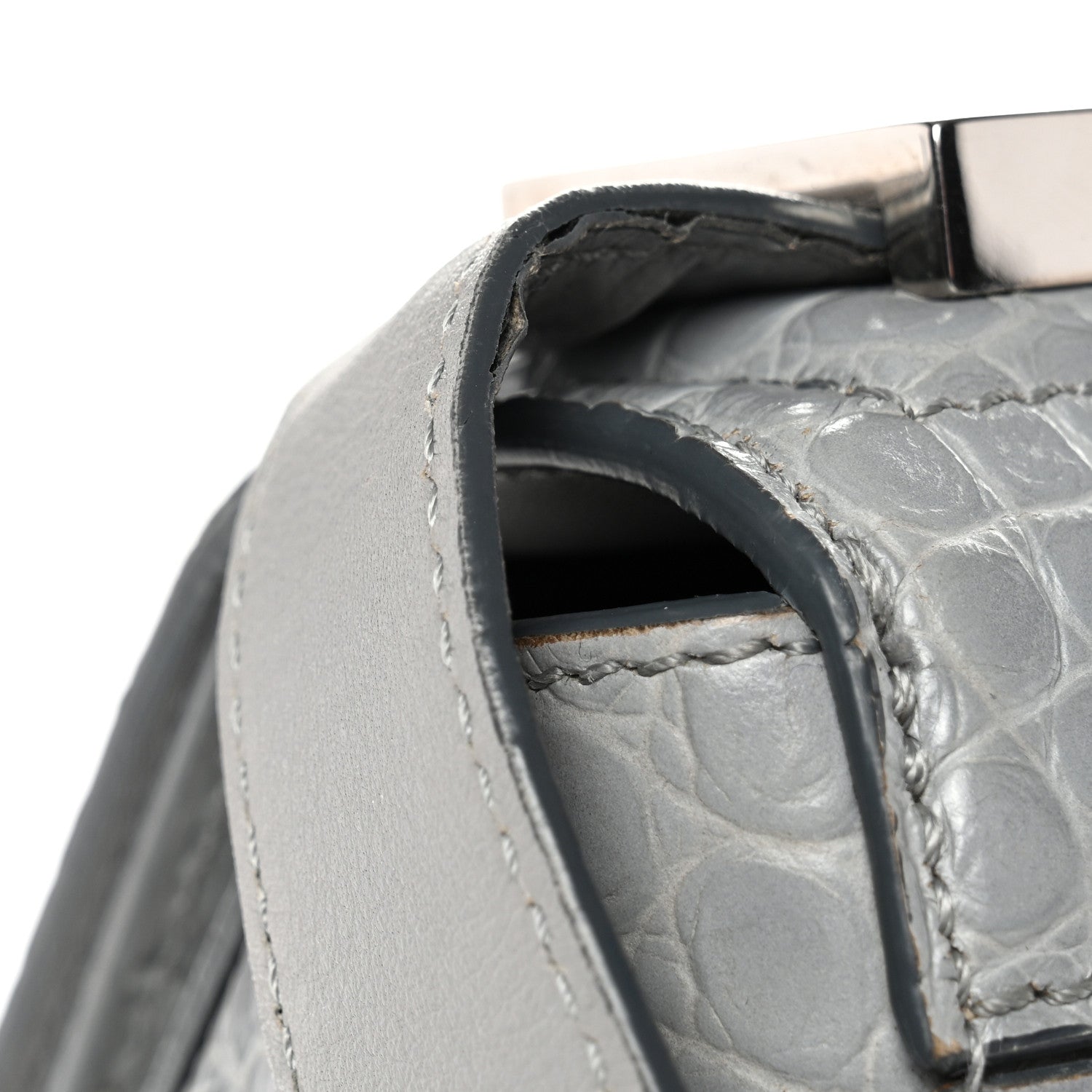Givenchy Calfskin Crocodile Embossed Medium Pandora Box Crossbody Bag Grey 12 of 15