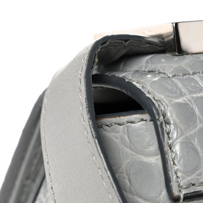 Givenchy Calfskin Crocodile Embossed Medium Pandora Box Crossbody Bag Grey 12 of 15